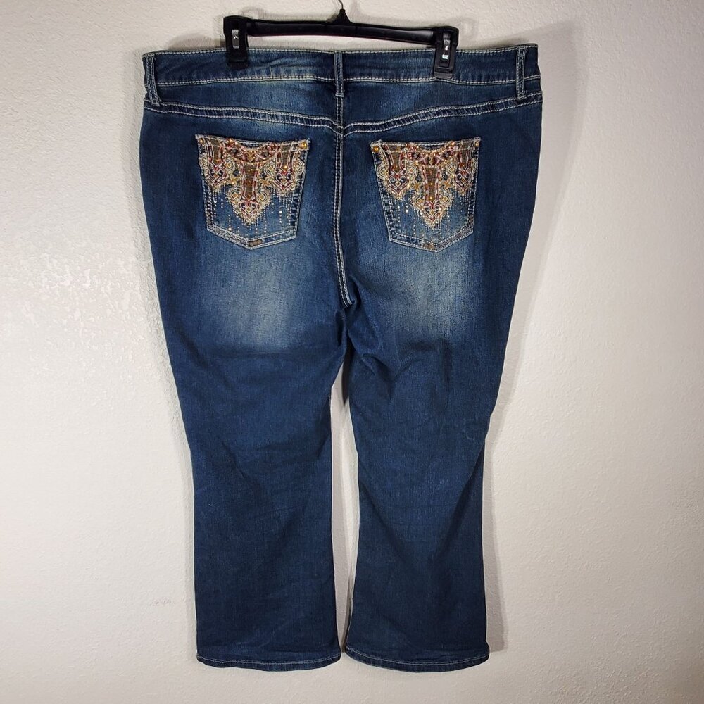 APT 9 Womens 18WS Bootcut Jeans Blue Denim With Embellished Back Pockets - Picture 9 of 12